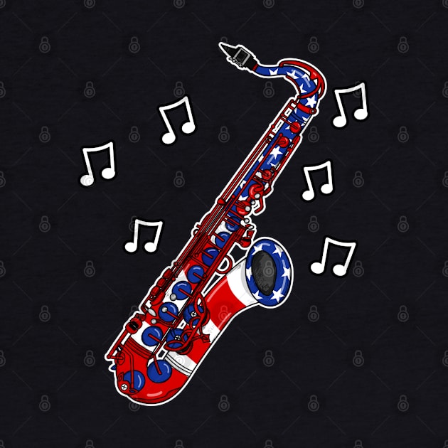 4th July Saxophone USA Flag Saxophonist Musician by doodlerob